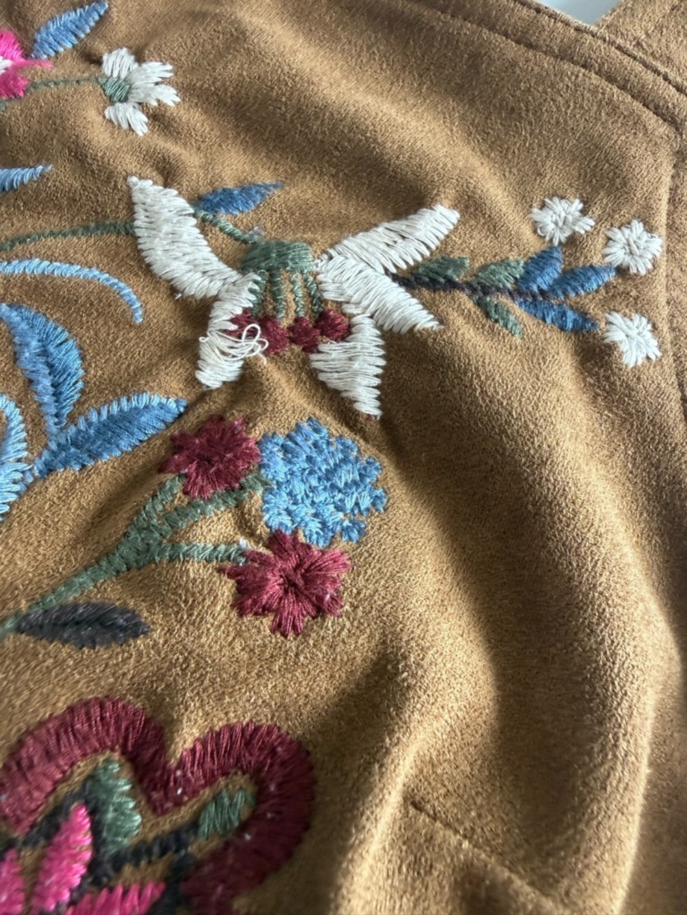 Abercrombie & Fitch Brown Floral Embroidered Faux Suede Dress - Picture 5 of 10